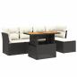 Preview: 6-tlg. Garten-Sofagarnitur mit Kissen Schwarz Poly Rattan