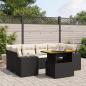 Preview: ARDEBO.de - 7-tlg. Garten-Sofagarnitur mit Kissen Schwarz Poly Rattan