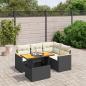 Preview: ARDEBO.de - 5-tlg. Garten-Sofagarnitur mit Kissen Schwarz Poly Rattan