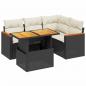 Preview: 5-tlg. Garten-Sofagarnitur mit Kissen Schwarz Poly Rattan