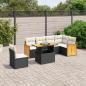 Preview: ARDEBO.de - 7-tlg. Garten-Sofagarnitur mit Kissen Schwarz Poly Rattan