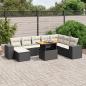 Preview: ARDEBO.de - 9-tlg. Garten-Sofagarnitur mit Kissen Schwarz Poly Rattan