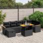 Preview: ARDEBO.de - 8-tlg. Garten-Sofagarnitur mit Kissen Schwarz Poly Rattan