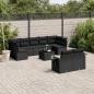 Preview: ARDEBO.de - 10-tlg. Garten-Sofagarnitur mit Kissen Schwarz Poly Rattan