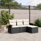 Preview: ARDEBO.de - 4-tlg. Garten-Sofagarnitur mit Kissen Schwarz Poly Rattan