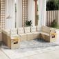 Preview: ARDEBO.de - 10-tlg. Garten-Sofagarnitur mit Kissen Beige Poly Rattan