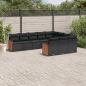 Preview: ARDEBO.de - 10-tlg. Garten-Sofagarnitur mit Kissen Schwarz Poly Rattan