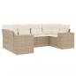 Preview: 6-tlg. Garten-Sofagarnitur mit Kissen Beige Poly Rattan