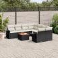 Preview: ARDEBO.de - 9-tlg. Garten-Sofagarnitur mit Kissen Schwarz Poly Rattan