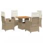 Preview: 5-tlg. Garten-Essgruppe mit Kissen Beige Poly Rattan