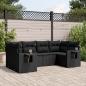 Preview: ARDEBO.de - 6-tlg. Garten-Sofagarnitur mit Kissen Schwarz Poly Rattan