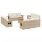 Preview: 13-tlg. Garten-Sofagarnitur mit Kissen Beige Poly Rattan