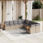 Preview: ARDEBO.de - 10-tlg. Garten-Sofagarnitur mit Kissen Beige Poly Rattan