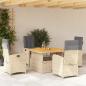 Preview: ARDEBO.de - 5-tlg. Garten-Essgruppe mit Kissen Beige Poly Rattan