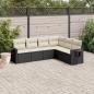 Preview: ARDEBO.de - 6-tlg. Garten-Sofagarnitur mit Kissen Schwarz Poly Rattan