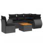 Preview: 6-tlg. Garten-Sofagarnitur mit Kissen Schwarz Poly Rattan