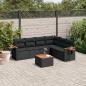 Preview: ARDEBO.de - 7-tlg. Garten-Sofagarnitur mit Kissen Schwarz Poly Rattan