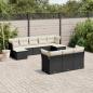 Preview: ARDEBO.de - 10-tlg. Garten-Sofagarnitur mit Kissen Schwarz Poly Rattan