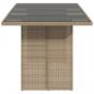 Preview: Gartentisch mit Glasplatte Beige 190x80x74 cm Poly Rattan