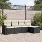 Preview: ARDEBO.de - 5-tlg. Garten-Sofagarnitur mit Kissen Schwarz Poly Rattan