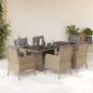 Preview: ARDEBO.de - 7-tlg. Garten-Essgruppe mit Kissen Beige Poly Rattan