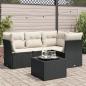 Preview: ARDEBO.de - 5-tlg. Garten-Sofagarnitur mit Kissen Schwarz Poly Rattan