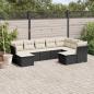 Preview: ARDEBO.de - 9-tlg. Garten-Sofagarnitur mit Kissen Schwarz Poly Rattan