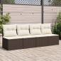 Preview: ARDEBO.de - Gartensofa mit Kissen 4-Sitzer Braun Poly Rattan