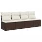 Preview: Gartensofa mit Kissen 4-Sitzer Braun Poly Rattan