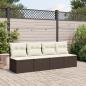 Preview: Gartensofa mit Kissen 4-Sitzer Braun Poly Rattan