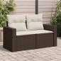 Preview: ARDEBO.de - Gartensofa mit Kissen 2-Sitzer Braun Poly Rattan