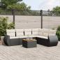 Preview: ARDEBO.de - 7-tlg. Garten-Sofagarnitur mit Kissen Schwarz Poly Rattan