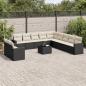 Preview: ARDEBO.de - 12-tlg. Garten-Sofagarnitur mit Kissen Schwarz Poly Rattan