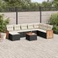 Preview: ARDEBO.de - 9-tlg. Garten-Sofagarnitur mit Kissen Schwarz Poly Rattan