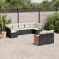 Preview: ARDEBO.de - 9-tlg. Garten-Sofagarnitur mit Kissen Schwarz Poly Rattan