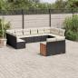 Preview: ARDEBO.de - 12-tlg. Garten-Sofagarnitur mit Kissen Schwarz Poly Rattan