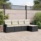 Preview: ARDEBO.de - 5-tlg. Garten-Sofagarnitur mit Kissen Schwarz Poly Rattan