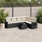 Preview: ARDEBO.de - 7-tlg. Garten-Sofagarnitur mit Kissen Schwarz Poly Rattan