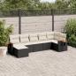 Preview: ARDEBO.de - 7-tlg. Garten-Sofagarnitur mit Kissen Schwarz Poly Rattan