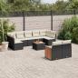 Preview: ARDEBO.de - 10-tlg. Garten-Sofagarnitur mit Kissen Schwarz Poly Rattan