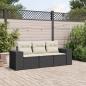 Preview: ARDEBO.de - 3-tlg. Garten-Sofagarnitur mit Kissen Schwarz Poly Rattan