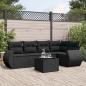 Preview: ARDEBO.de - 6-tlg. Garten-Sofagarnitur mit Kissen Schwarz Poly Rattan