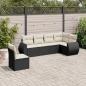 Preview: ARDEBO.de - 6-tlg. Garten-Sofagarnitur mit Kissen Schwarz Poly Rattan