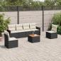 Preview: ARDEBO.de - 7-tlg. Garten-Sofagarnitur mit Kissen Schwarz Poly Rattan