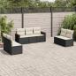 Preview: ARDEBO.de - 7-tlg. Garten-Sofagarnitur mit Kissen Schwarz Poly Rattan