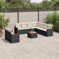 Preview: ARDEBO.de - 10-tlg. Garten-Sofagarnitur mit Kissen Schwarz Poly Rattan