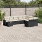 Preview: ARDEBO.de - 10-tlg. Garten-Sofagarnitur mit Kissen Schwarz Poly Rattan