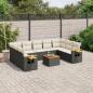 Preview: ARDEBO.de - 10-tlg. Garten-Sofagarnitur mit Kissen Schwarz Poly Rattan