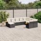 Preview: ARDEBO.de - 10-tlg. Garten-Sofagarnitur mit Kissen Schwarz Poly Rattan