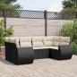 Preview: ARDEBO.de - 6-tlg. Garten-Sofagarnitur mit Kissen Schwarz Poly Rattan